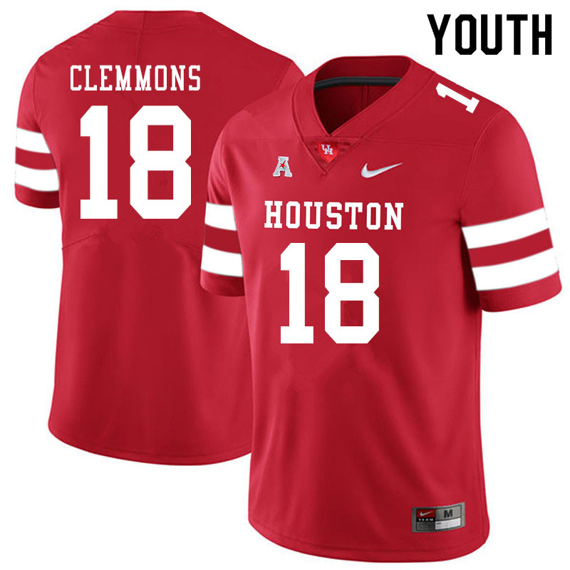 Youth #18 Kelvin Clemmons Houston Cougars College Football Jerseys Sale-Red - Click Image to Close